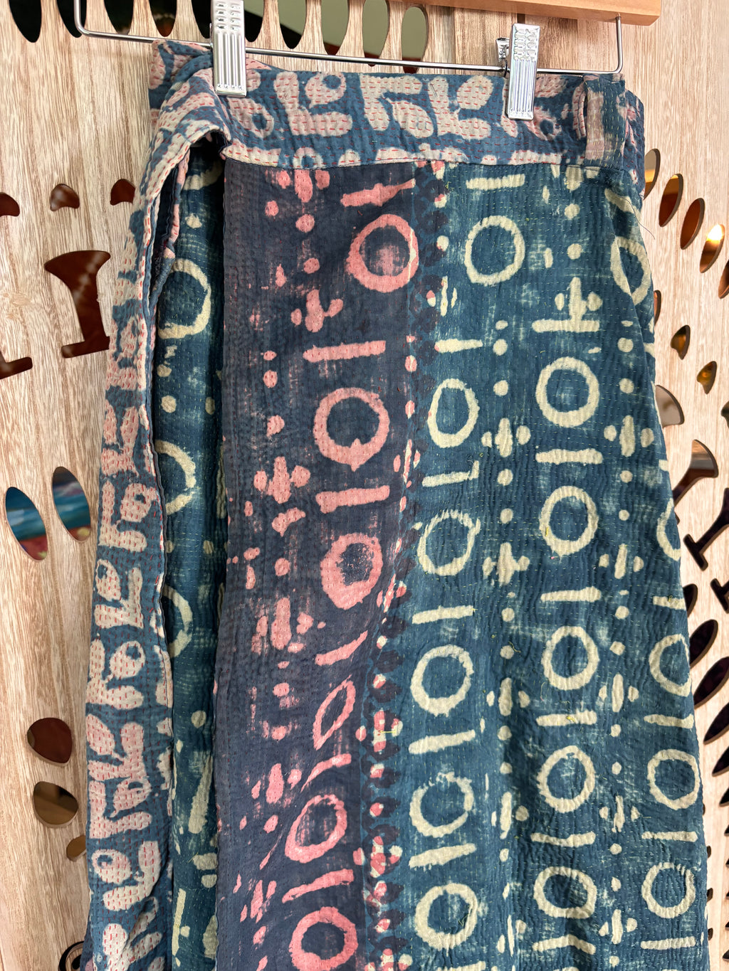 Indigo Kantha Wrap Skirt - Tribal Print