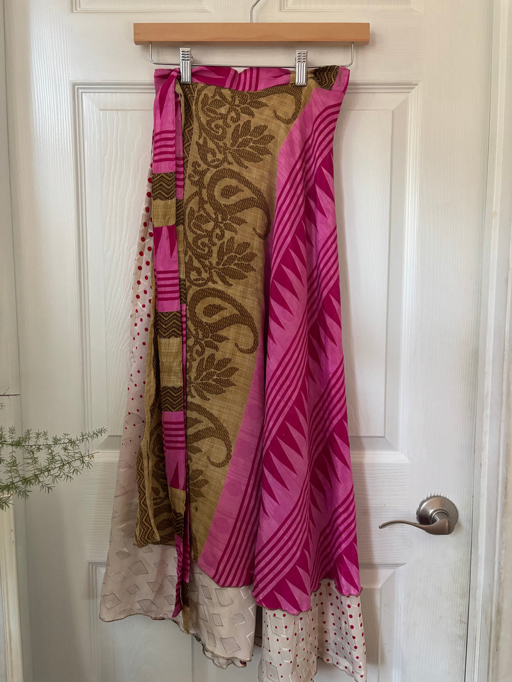 Bohemian Flowy Indian Silk Sari Wrap Skirt - Double Layer , Reversible | Free Flow Dancing Skirt