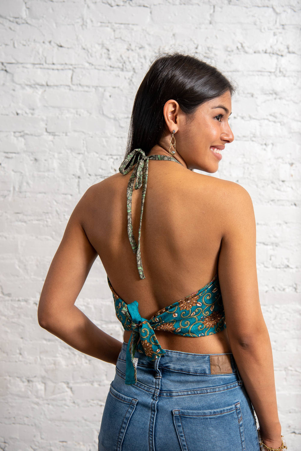 Sari Silk Double Sided Crop Top