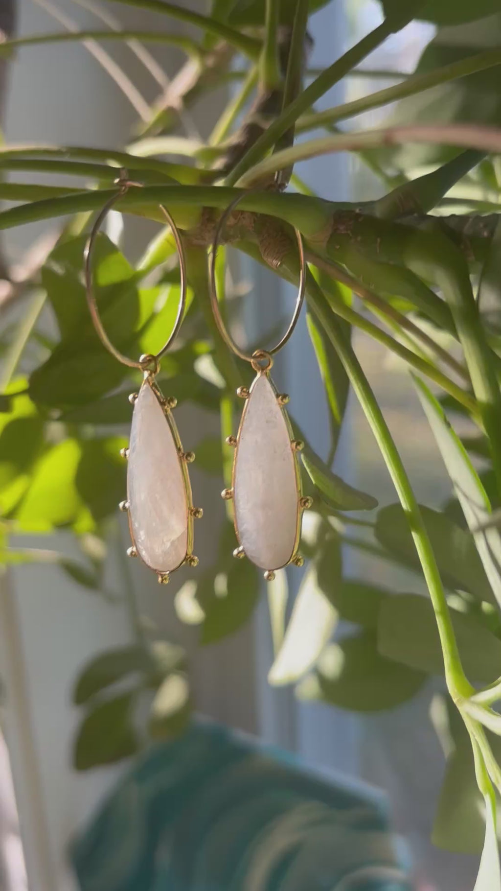 Moonstone Bohemian Tribal 14k Gold on Brass Earrings