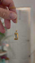 14k Gold Rosecut Bicolor Tourmaline Etched Necklace